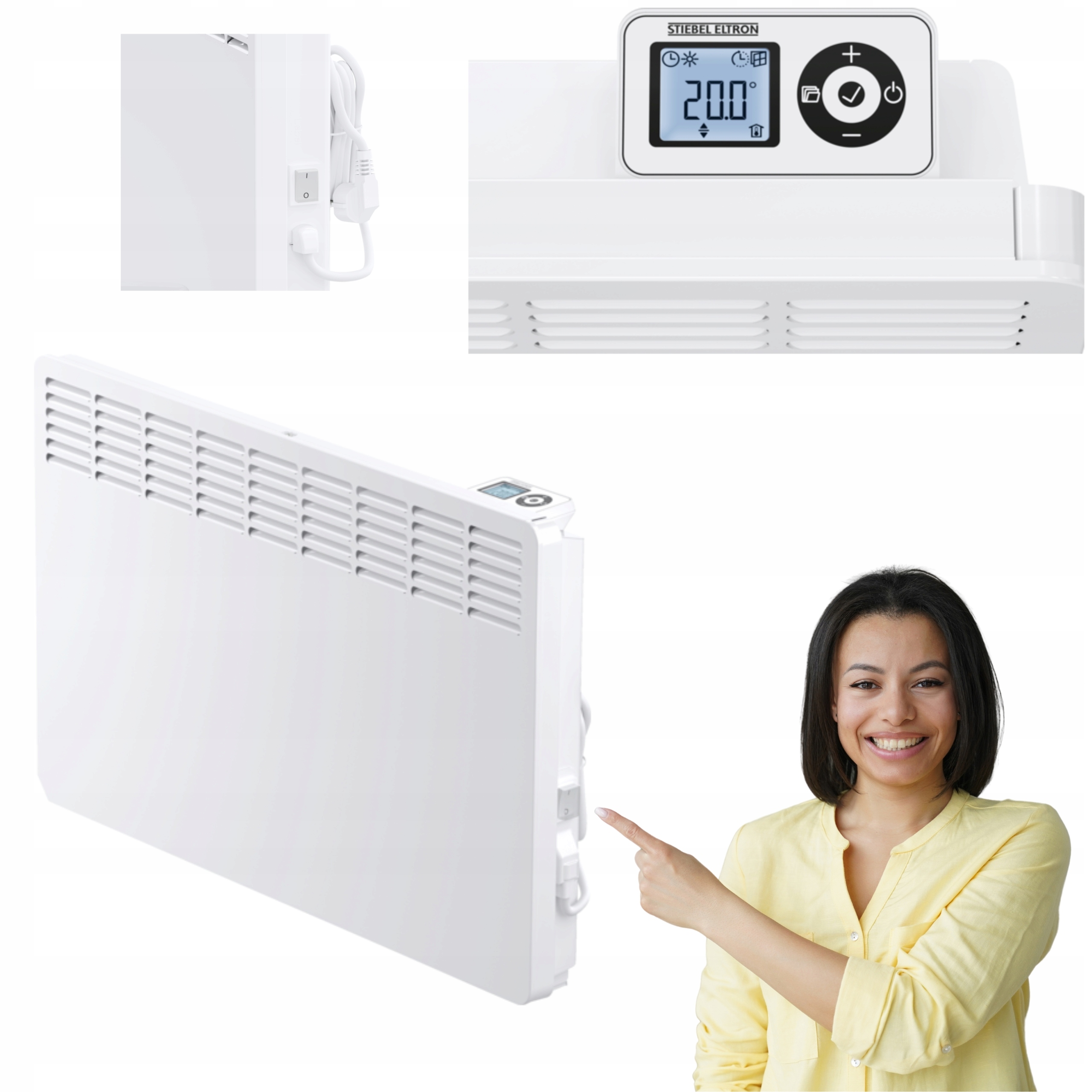 Grzejnik Elektryczny Konwektorowy 2 kW Termostat Sterowanie LCD Cwm 2000W