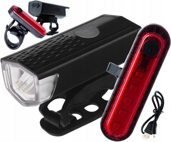 

Zestaw lampek rowerowych Aku Usb 300 lumenów Mocne