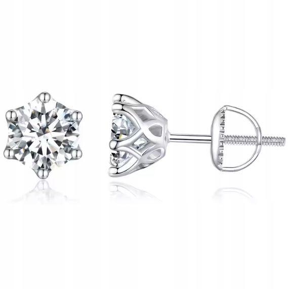 Náušnice Moissanite ze stříbra 1 ct dárek náušnice platinové stříbro 925