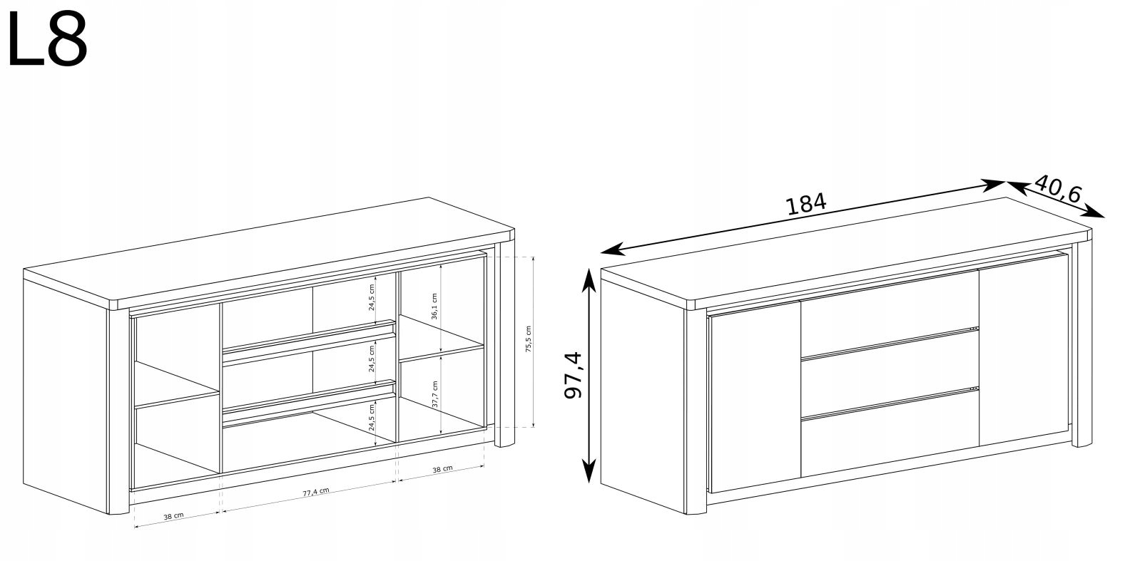 LIVINIO-8 komoda 2-drzwiowa z szufladami 184 cm Kod producenta LIVINIO-8