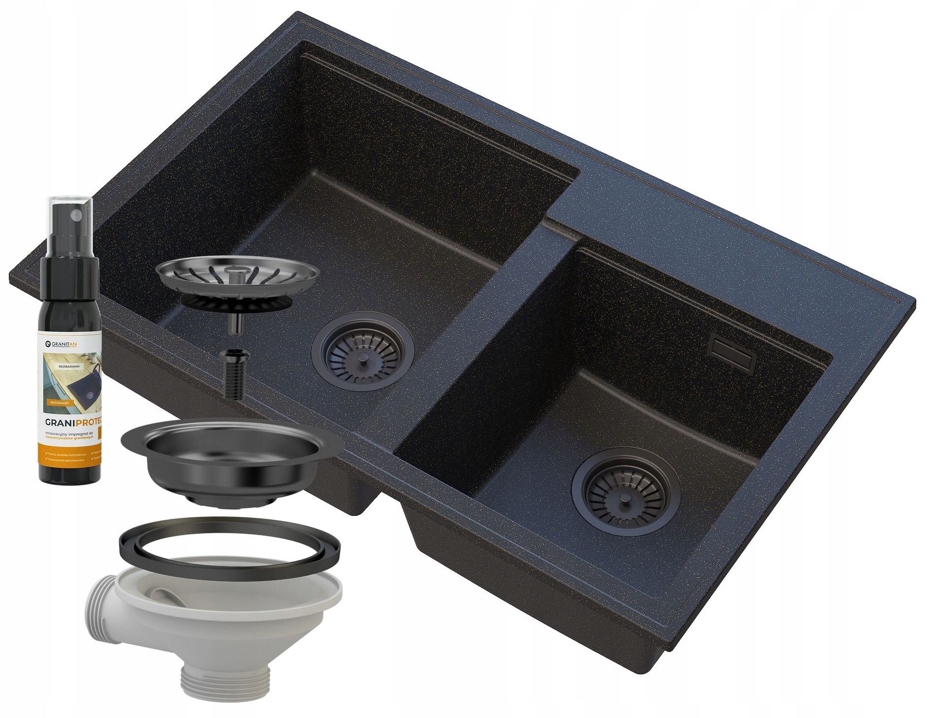 Dřez Dřez 2 Komory Golden Sifon Černý Hektor