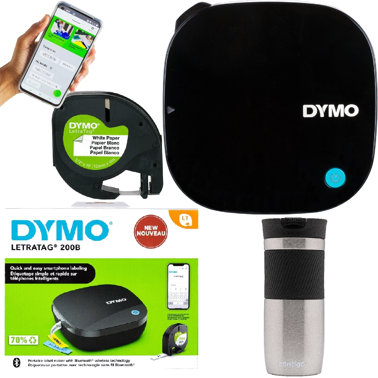 Drukarka etykiet Dymo LetraTag LT200B Bluetooth taśma 12mm kubek