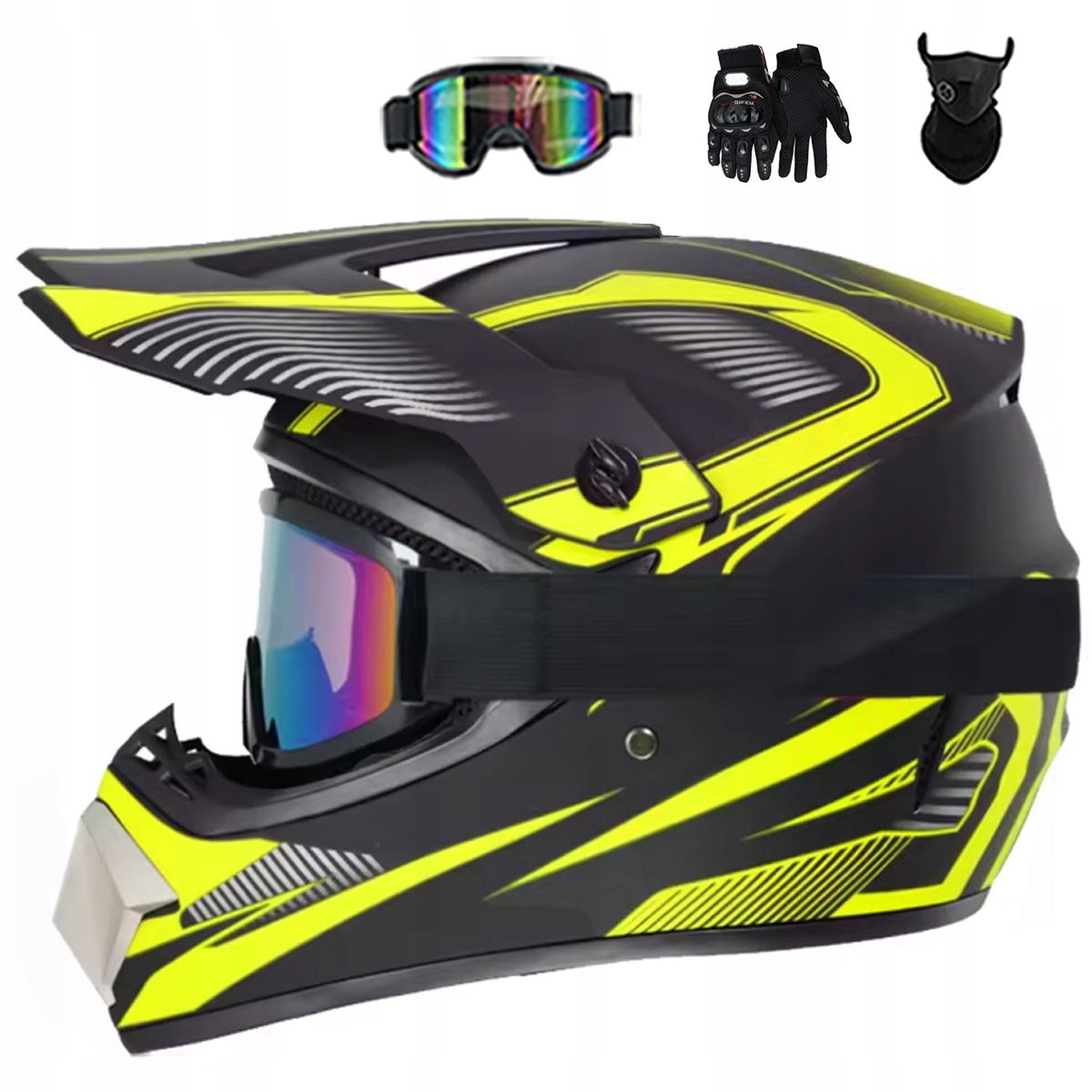 Motocyklová Přilba Lehká Enduro Quada Brýle Rukavice Maska M