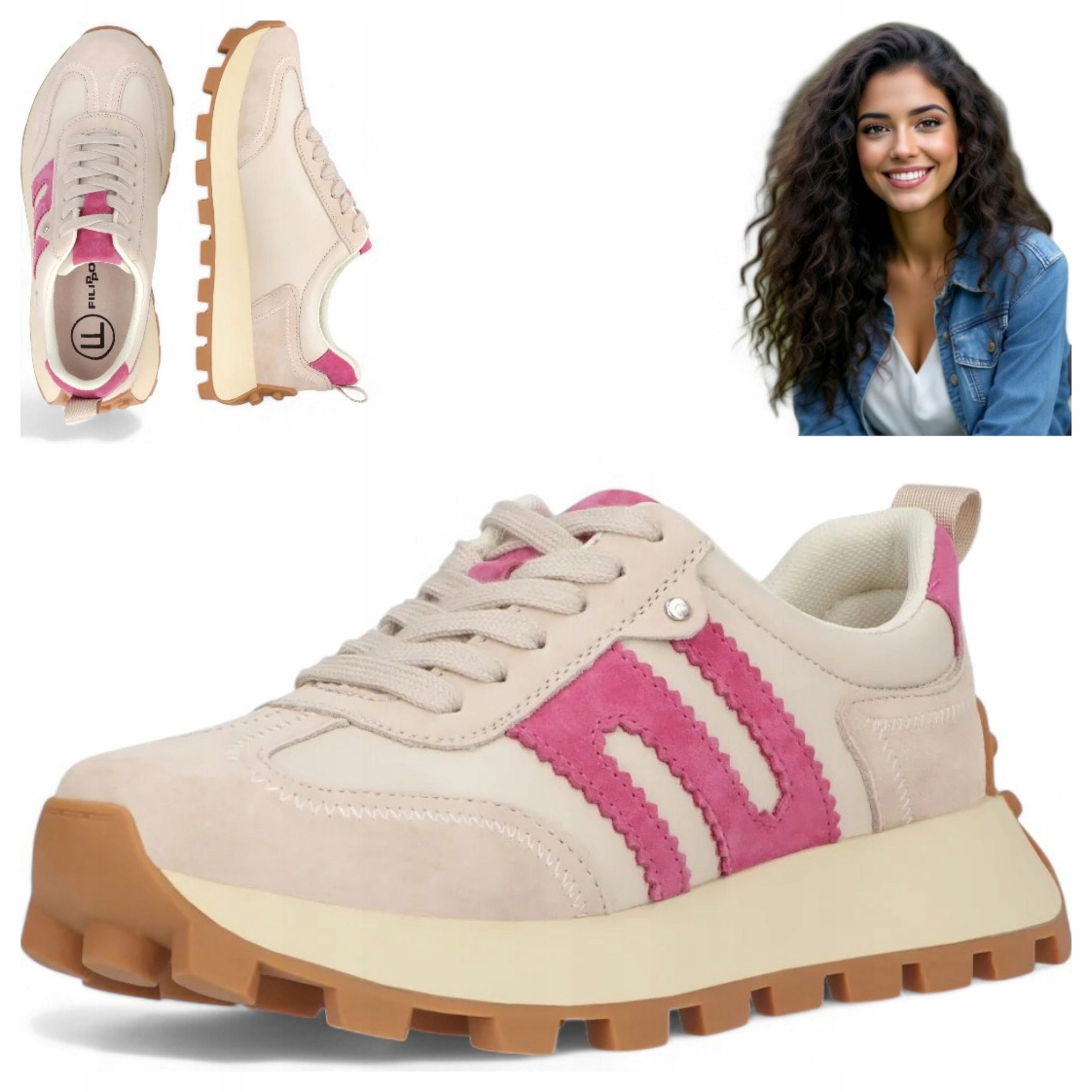 Filippo 38 Półbuty damskie Skóra Naturalna Obuwie Sportowe letnie platforma