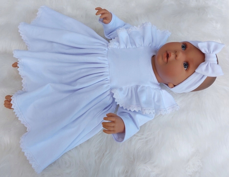 SUKIENKA Z OPASKĄ BAWEŁNIANA KOMPLET DO CHRZTU R.62 Kolor biały