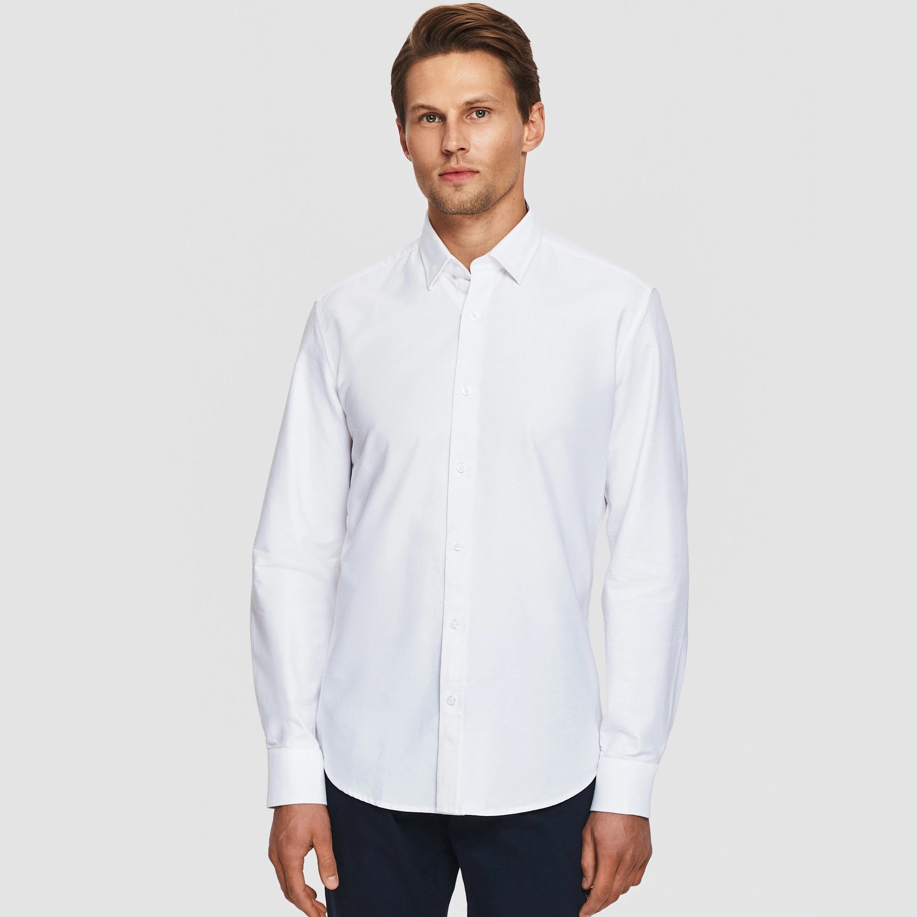 Bílá pánská košile s dlouhým rukávem Slim Fit Pako Lorente vel L