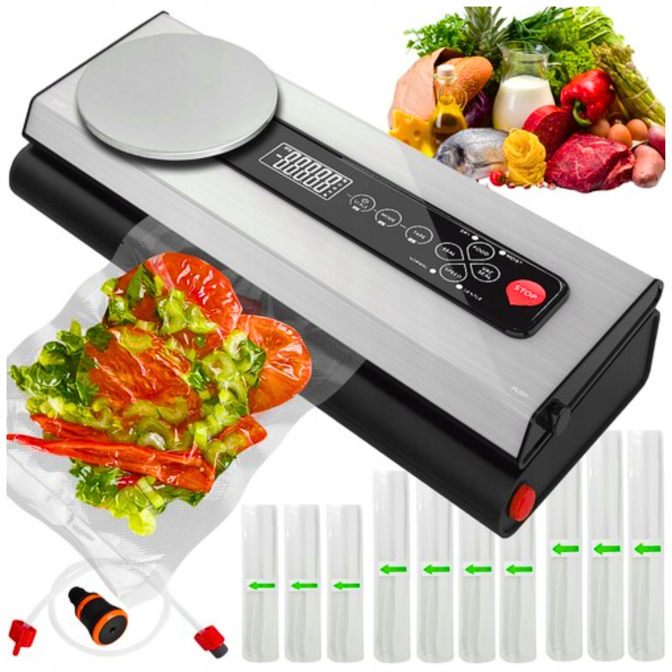 Vakuová Svařovačka Fólií S Váhou A Sadou Válečků, vestavěná váha 120 W