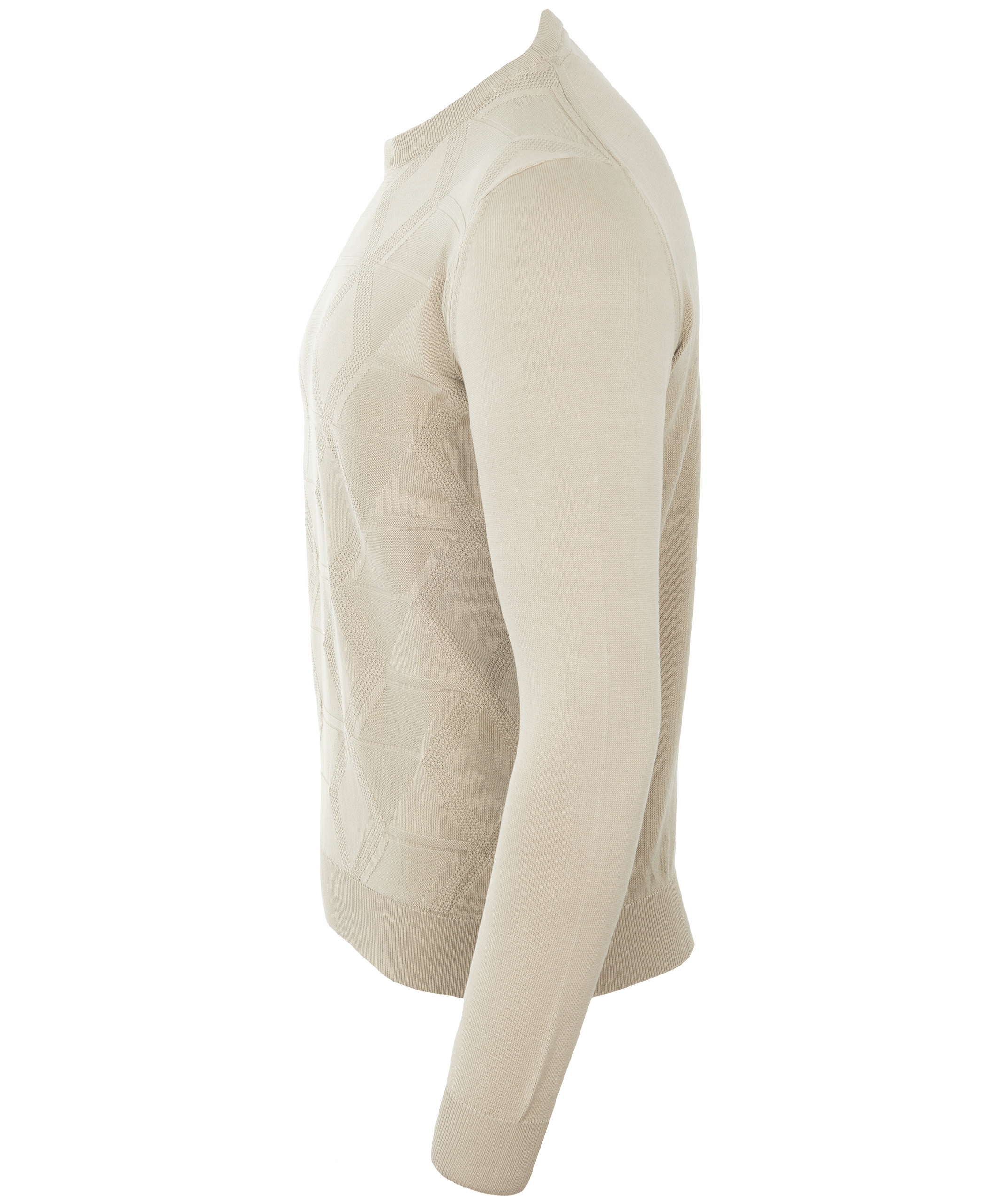 SWETER ELEGANCKI WYSOKA JAKOŚĆ 100%BAWEŁNA POD SZYJĘ Z WZOREM BEŻOWY XXL Rozmiar XXL