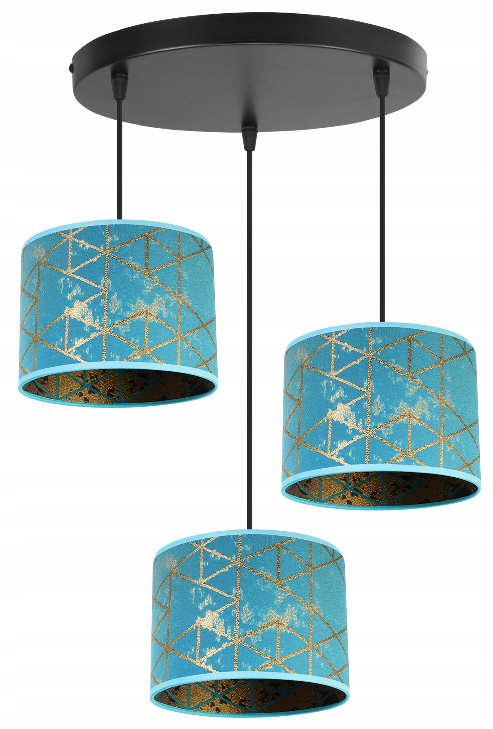 Závěsné Stropní Svítidlo Lustr Trojité Stínítko Zlato Moderní Nad Stůl