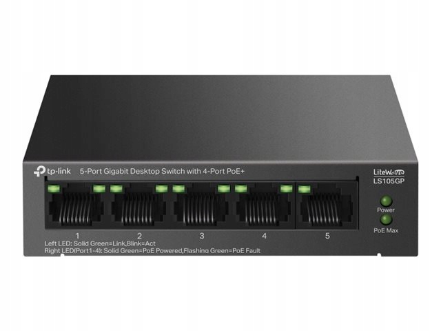 Tp-link LS105GP 5-Port Gigabit Desktop Switch s 4-Port PoE+