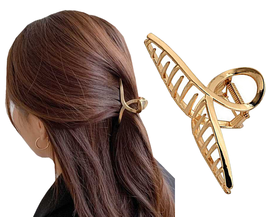 

Klamra do włosów metalowa spinka szczęka złota