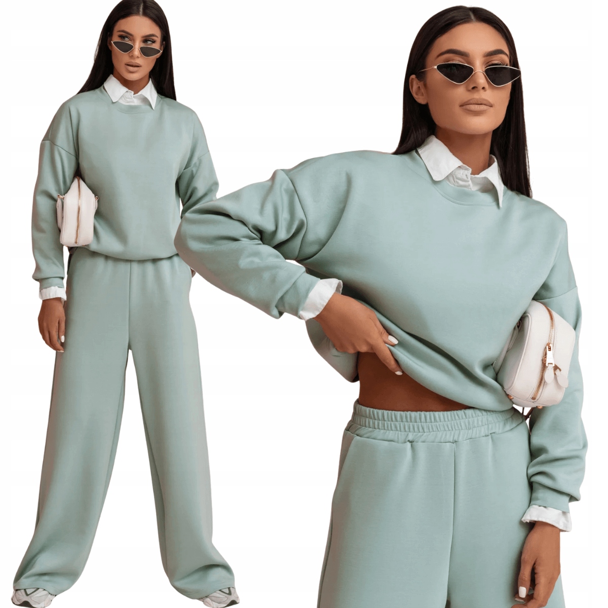Tepláková souprava mikina přes hlavu široké kalhoty 821111 L/XL