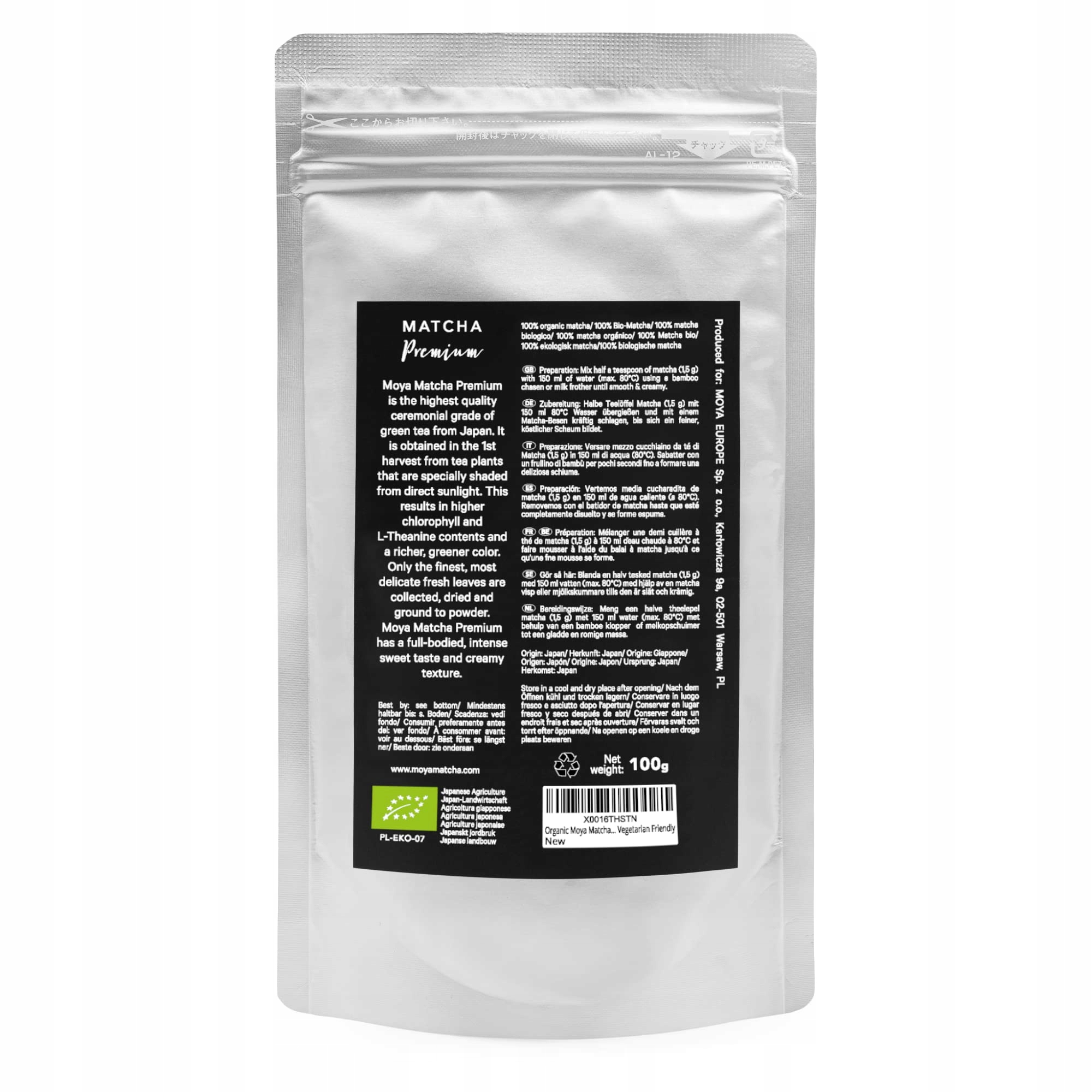 MOYA MATCHA Zielona Herbata W Proszku Bio 100g Premium Jakość Ceremonialna — miniatura 2