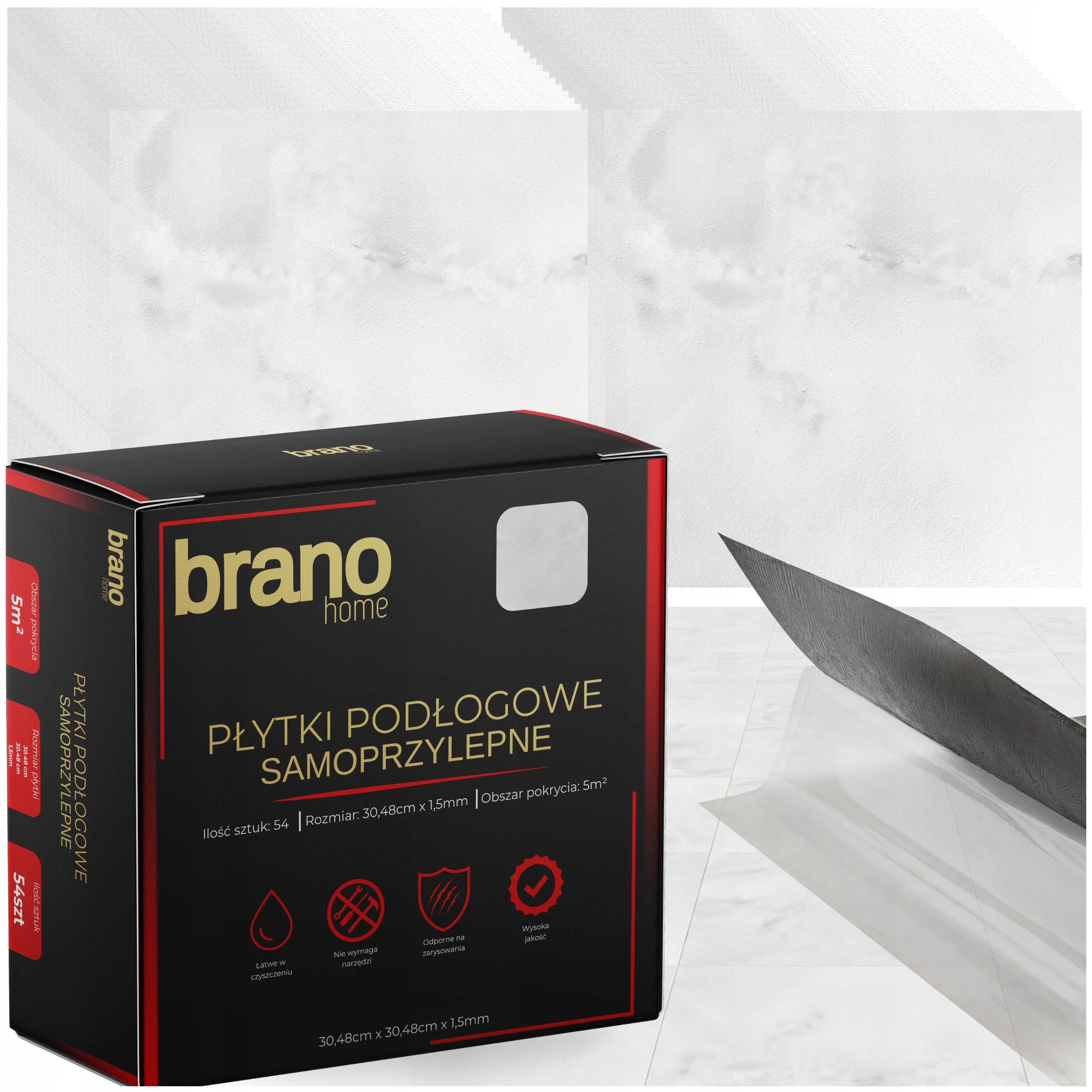 Samolepící vinylové dlaždice 5m2 Onyx Bílé Panely Voděodolné Dlaždice Mat