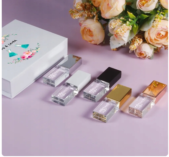 PENDRIVE Szklany złoty 64Gb 2.0 z własnym grawerem Marka inna