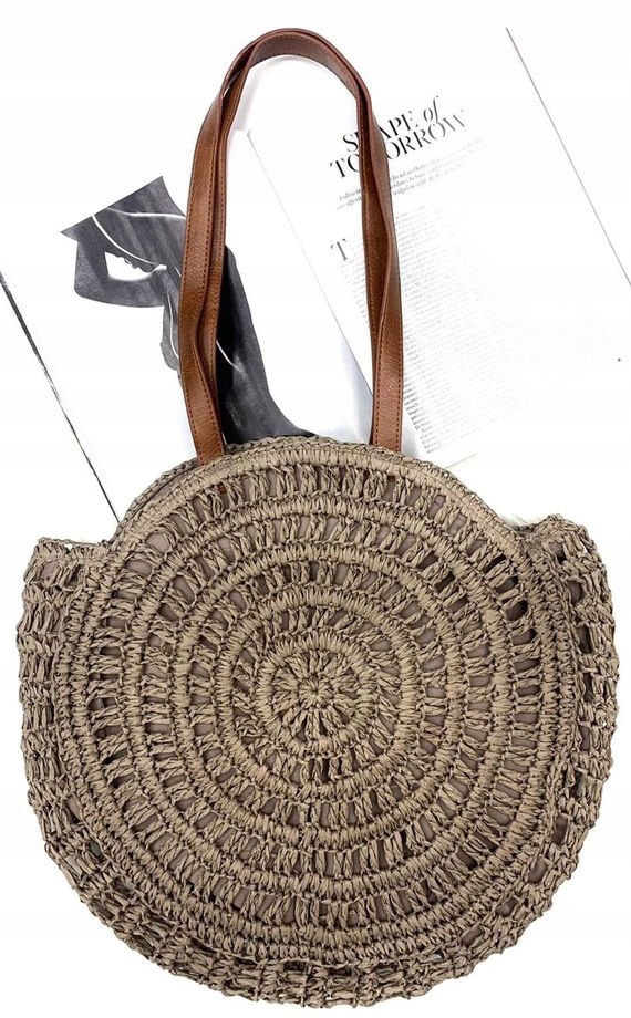 TOREBKA KOSZYK TORBA na RAMIĘ PLECIONA SHOPPER BAG Wysokość 39 cm