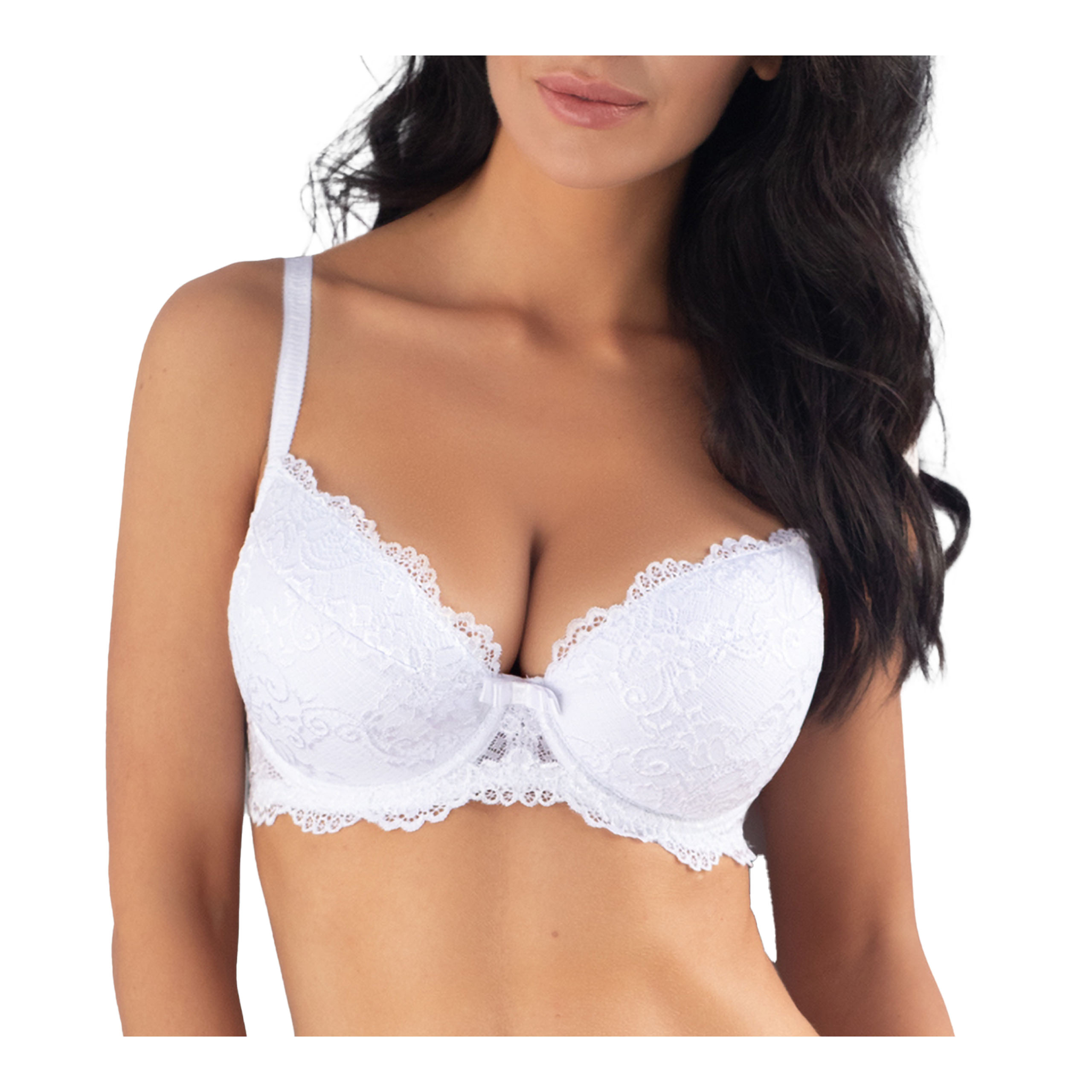 Podprsenka balkonetka dámská krajková push up podprsenka bílá Kleo 75B