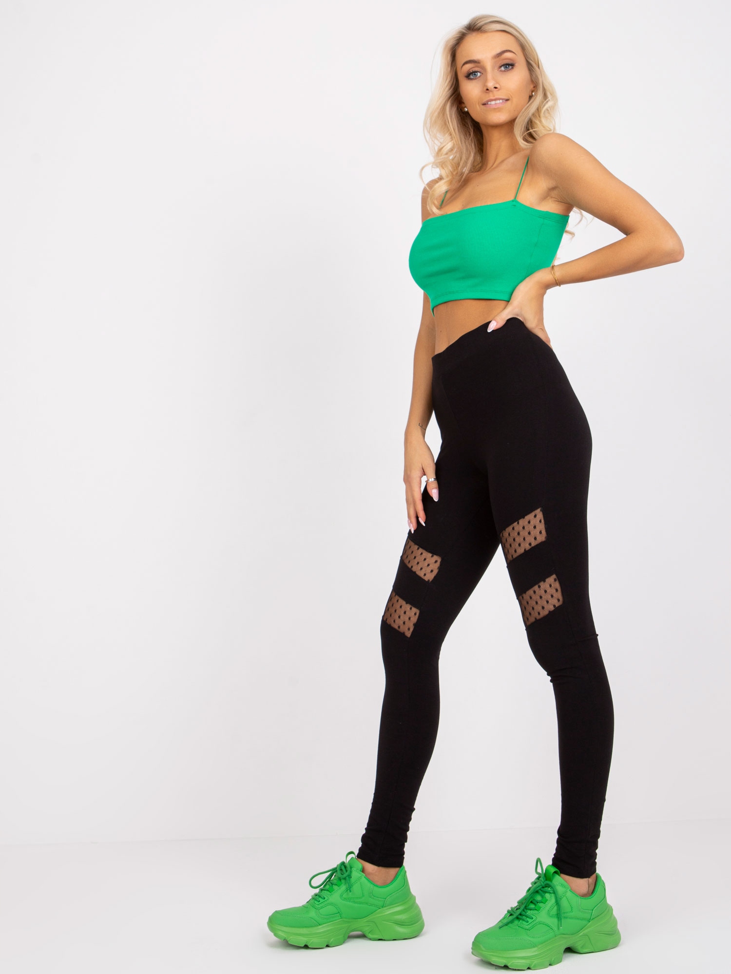 Stylowe LEGGINSY DAMSKIE getry z siateczką - S Rozmiar S