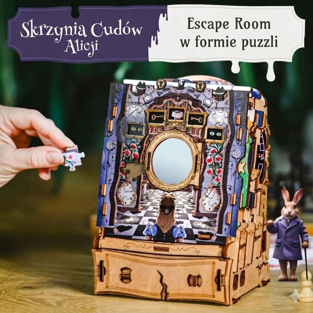 Drewniana Skrzynia Na Prezenty Escape Room Puzzle Alicja W Krainie Czarów