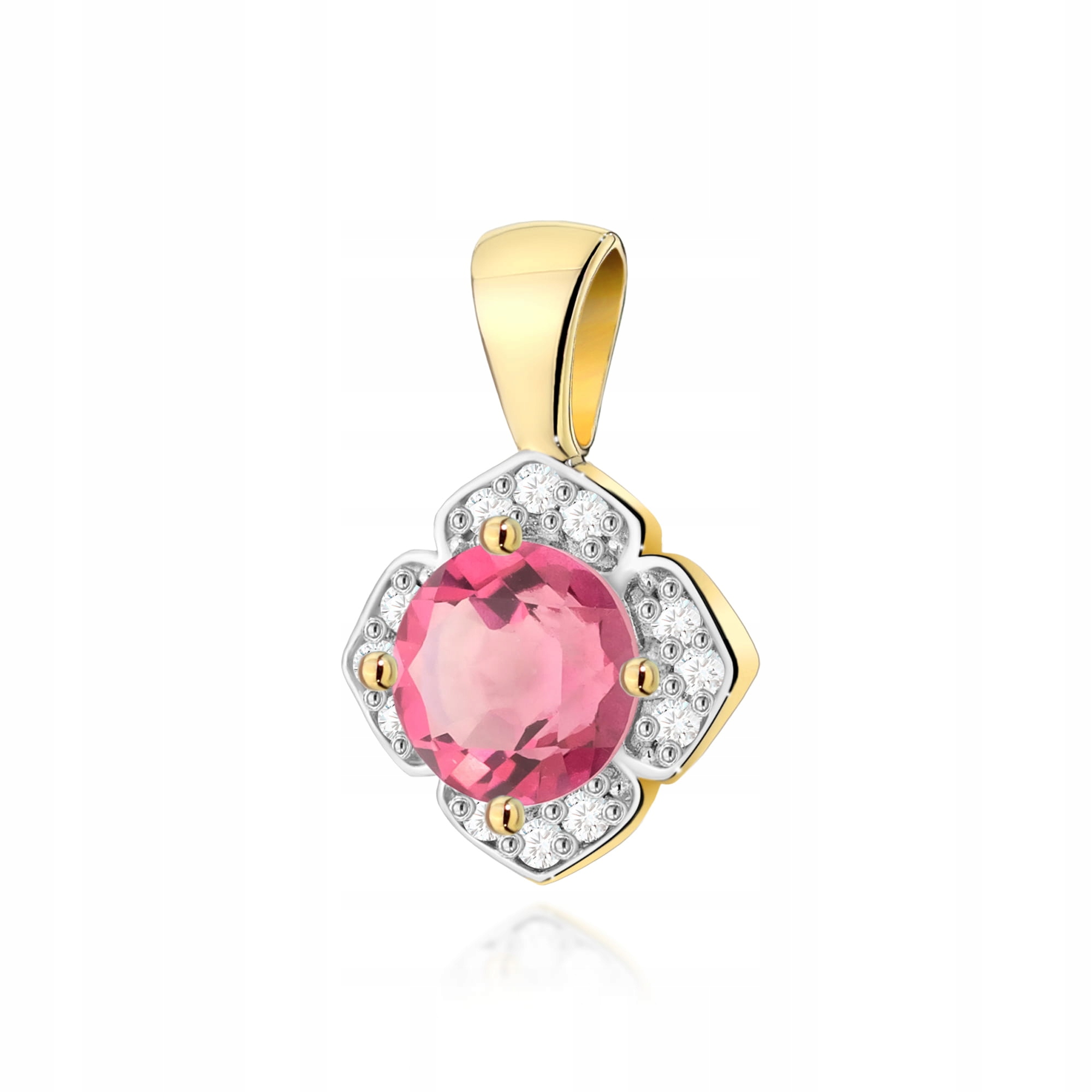 Zlatý přívěsek růžový květ 585 s briliantovými květy 0,5 g Valentýn