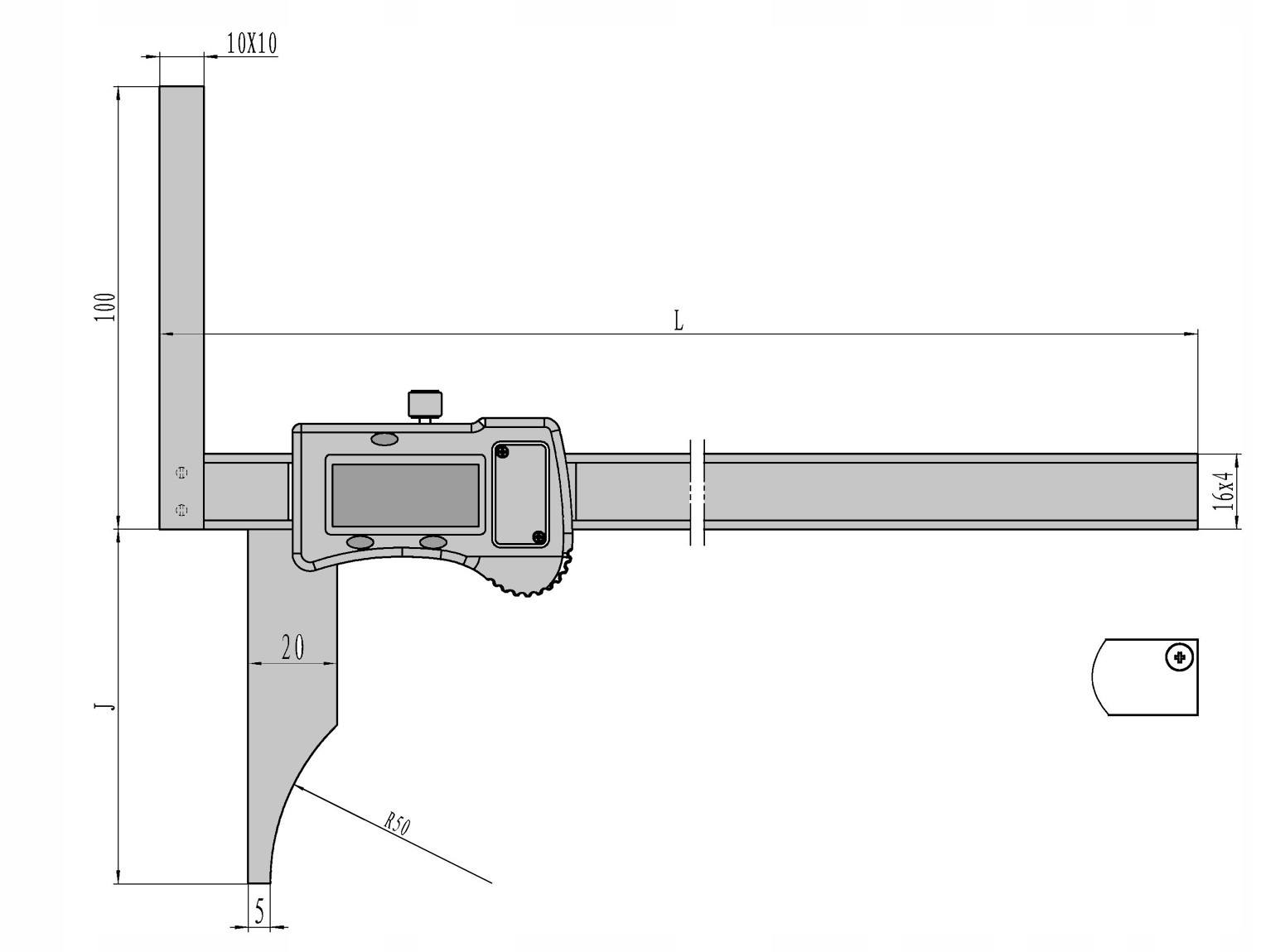 SUWMIARKA TYPU WYSOKOŚCIOMIERZ 300 x 100 mm 0.01 Rodzaj elektroniczna