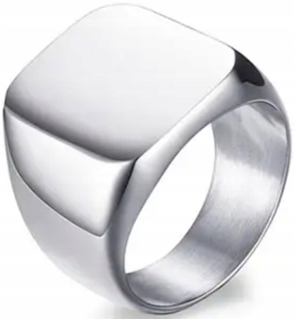 Stříbrný Signet Luxusní Elegantní Minimalismus Obdélníkový Ocel Ušlechtilá