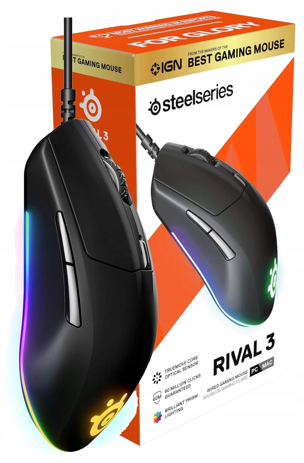 Myš Drátová Myš Steelseries Rival 3 Gaming Usb S Rgb Podsvícením