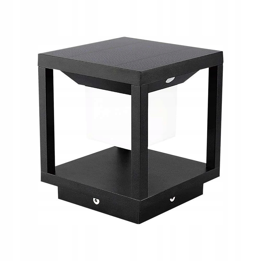 Stojacia Led solárna terasová lampa so snímačom, čierna, štvorcová, 16 cm V-tac