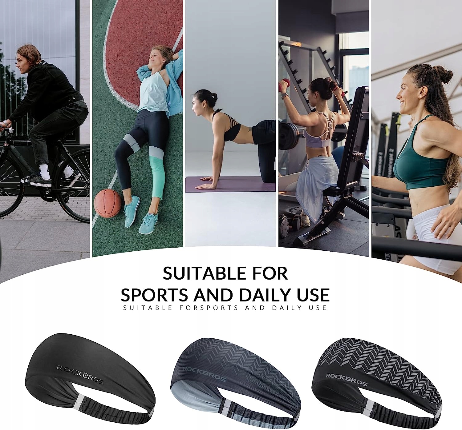 Opaska biegowa oddychająca uniw. ROCKBROS ZDH004 Właściwości antybakteryjne bezszwowe elementy odblaskowe oddychające odprowadzające wilgoć szybkoschnące wiatroszczelne