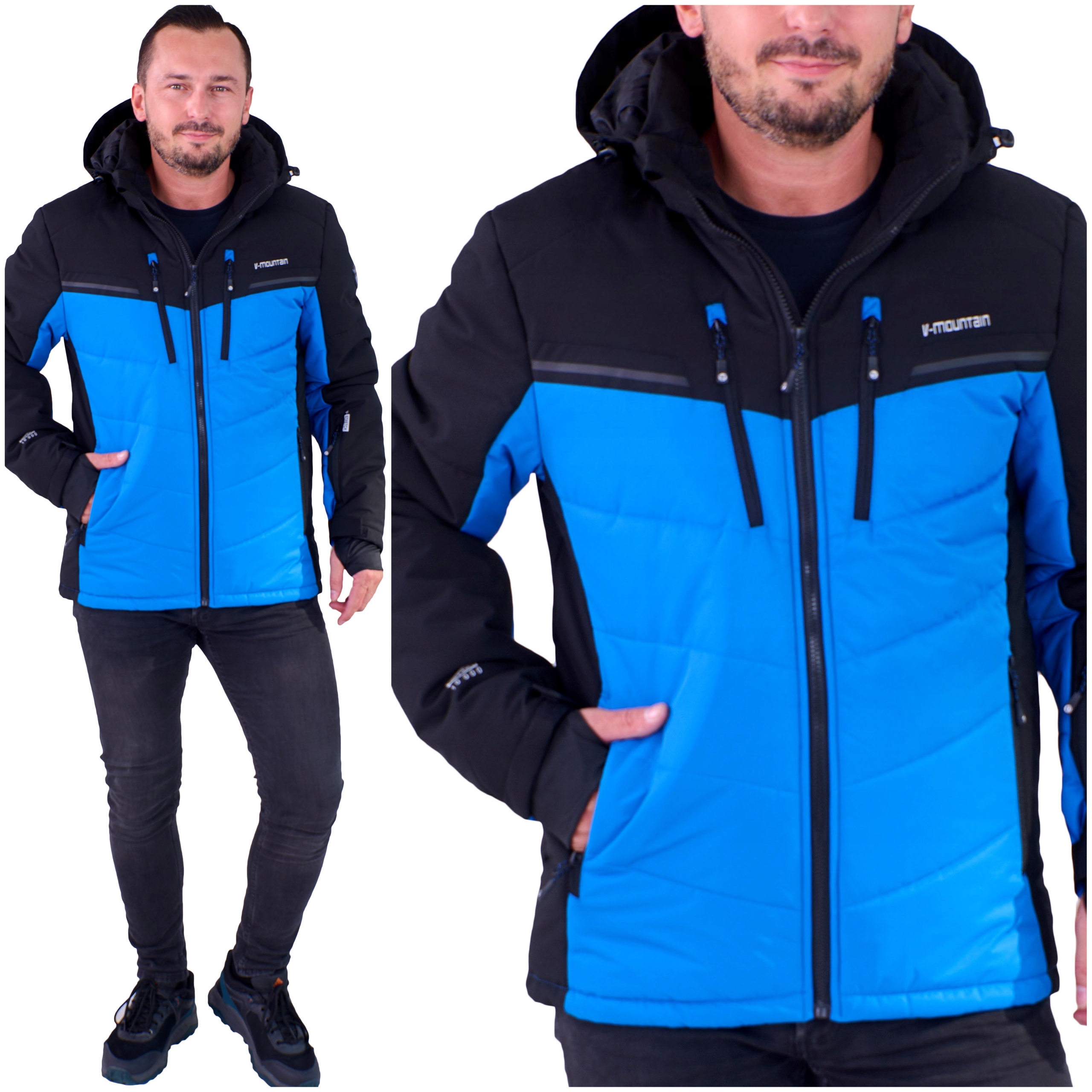 Kurtka Narciarska Męska sportowa na zimę z membraną 10.000 blue WX116 L