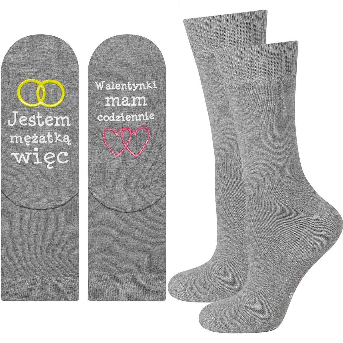 

Skarpetki Damskie Soxo Śmieszne Walentynkowy Napis