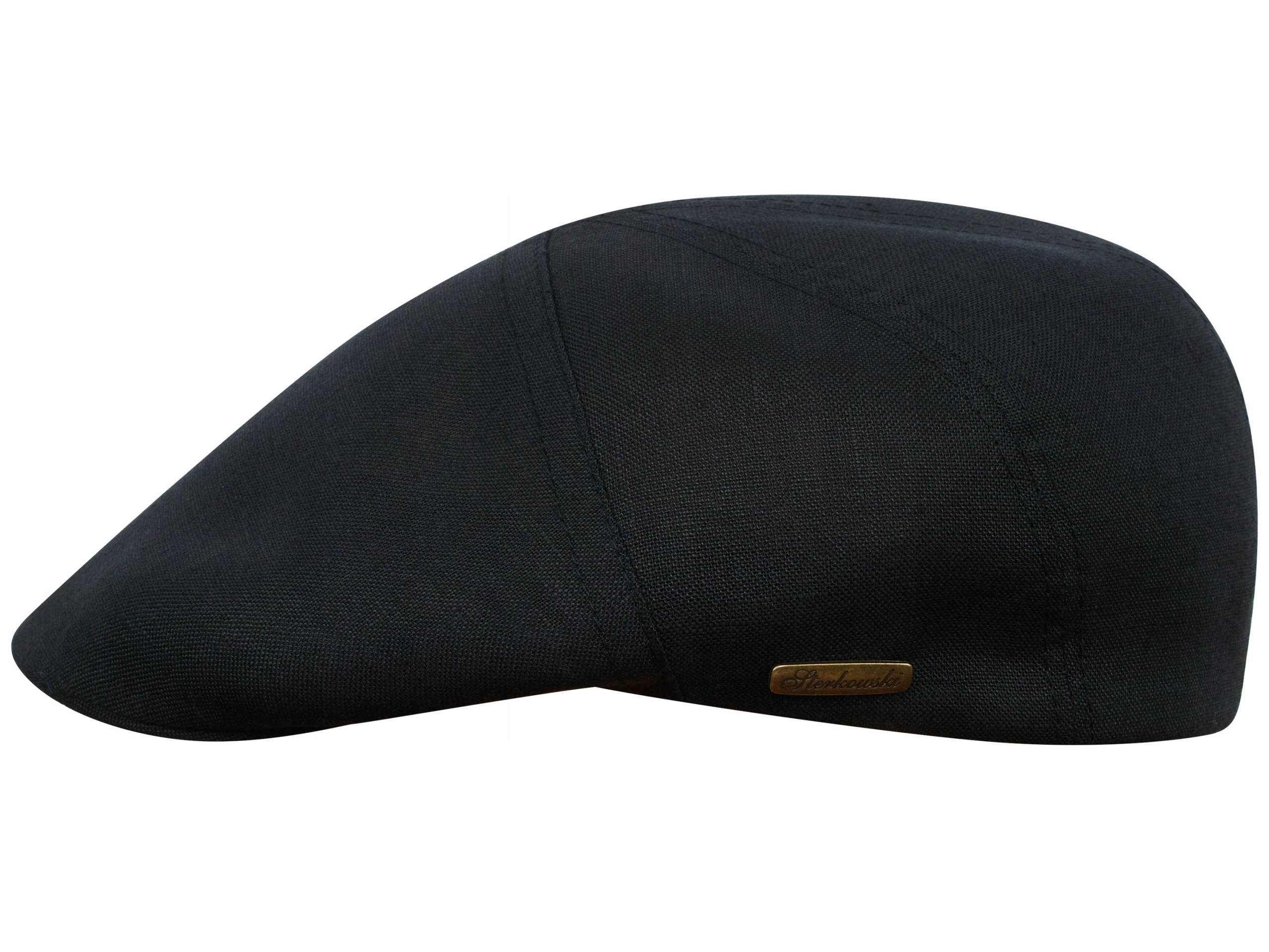 CZAPKA LNIANA CZARNA KASZKIET MĘSKI NA KAŻDĄ PRZYGODĘ STYL I ELEGANCKA 58CM