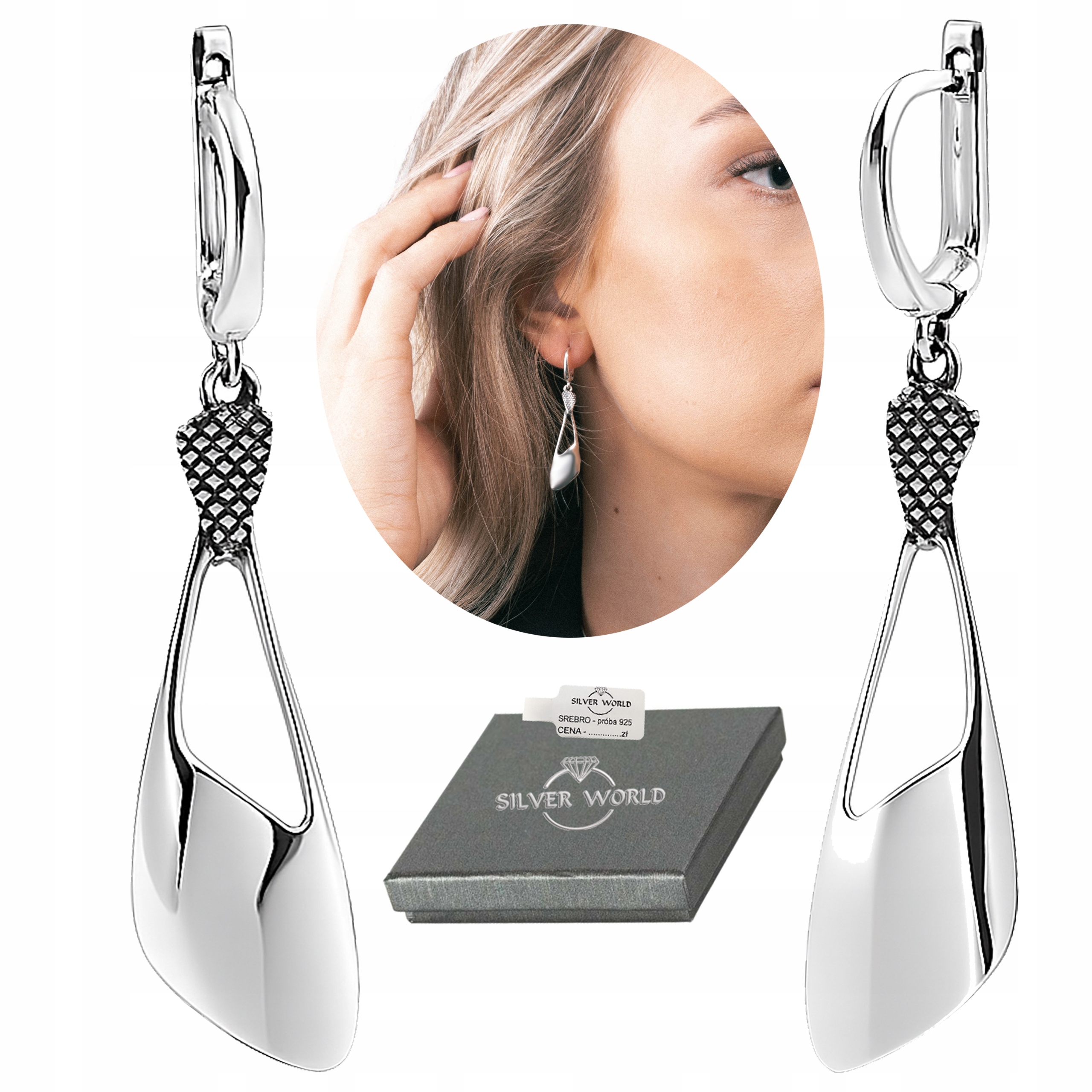 Kolczyki Srebrne 925 Wiszące Zjawiskowy Blask Angliki