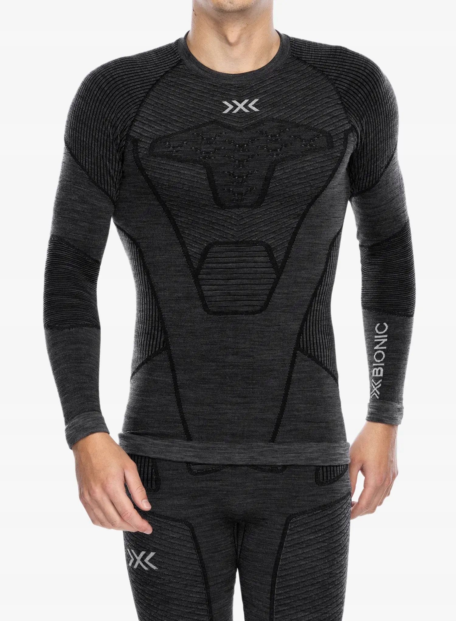 Mikina X-Bionic Symbio Merino s dlouhým rukávem nosoroží šedá XXL
