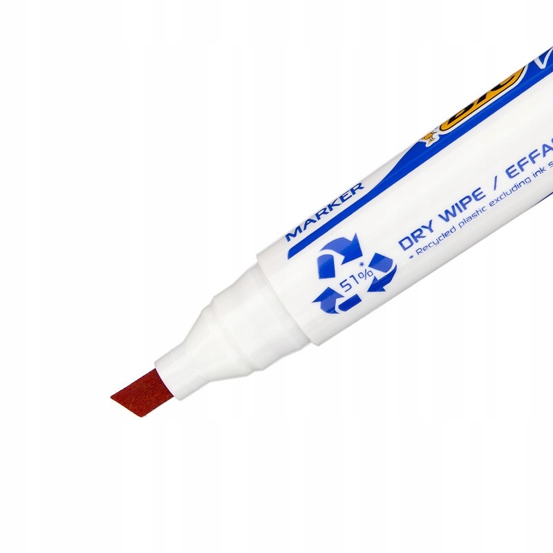 Mazak suchościeralny Bic Velleda ścięty czerwony 3 Kolor czerwony