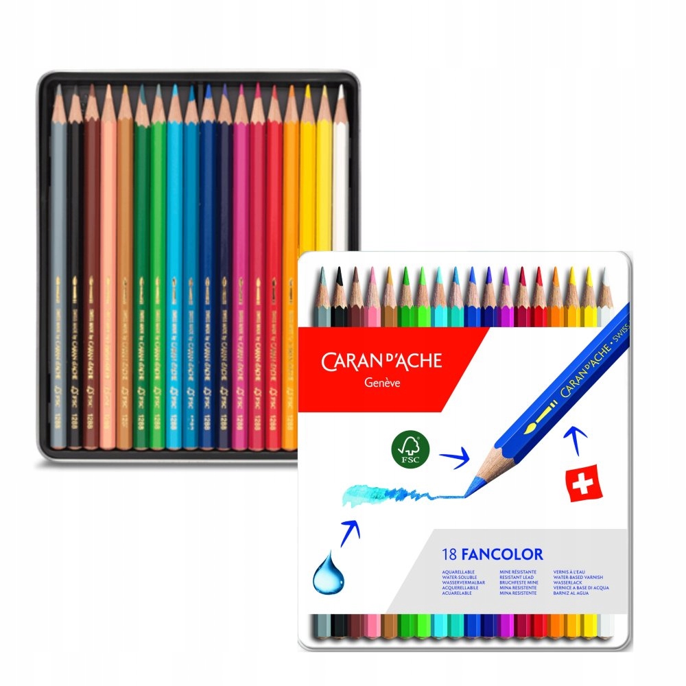 Pastelky Caran d'Ache Swisscolor Aquarelle 18 kol