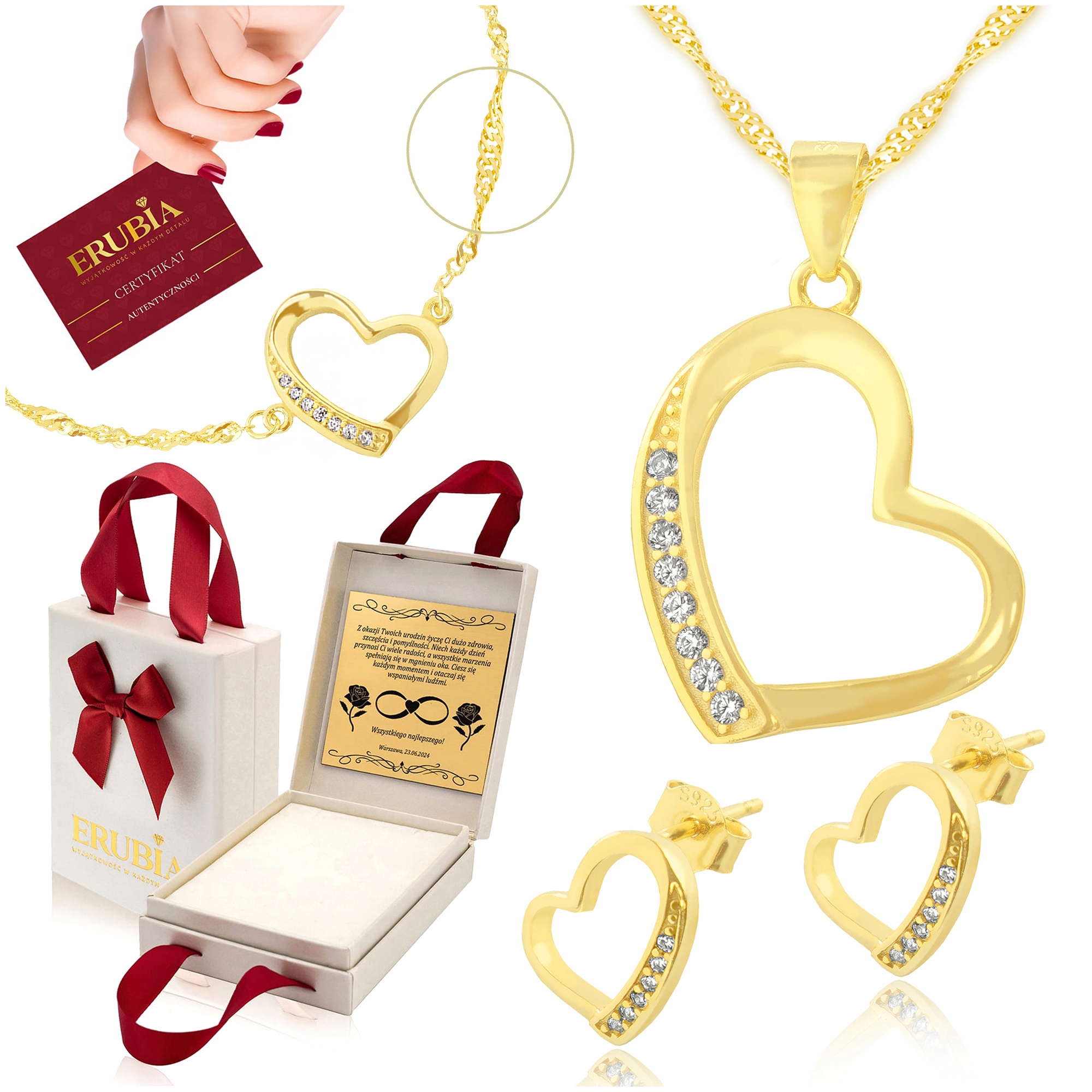 Kompler Dámských Šperků 925/585 Stříbro Zlacený Bohatý Set 70 CM Gravírování