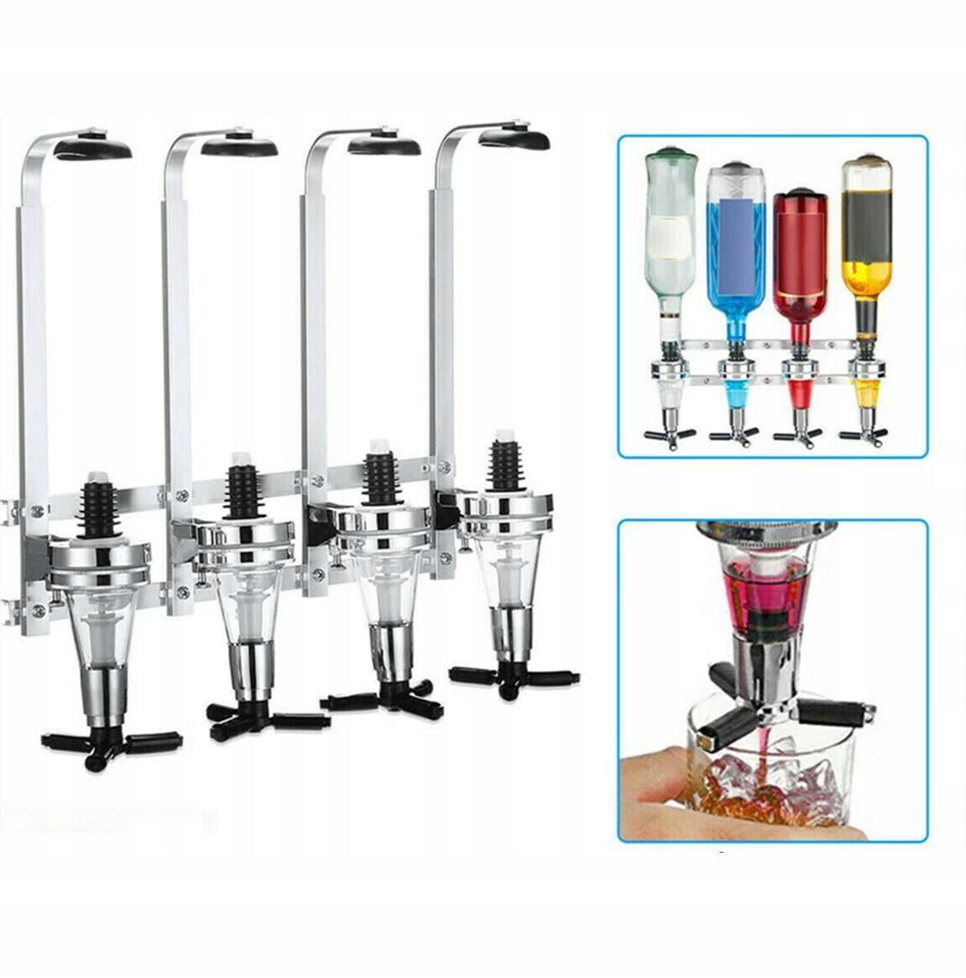 Nástěnný Dávkovač S Držákem Na 4 Láhve Na Alkohol Nápojů A Limonády