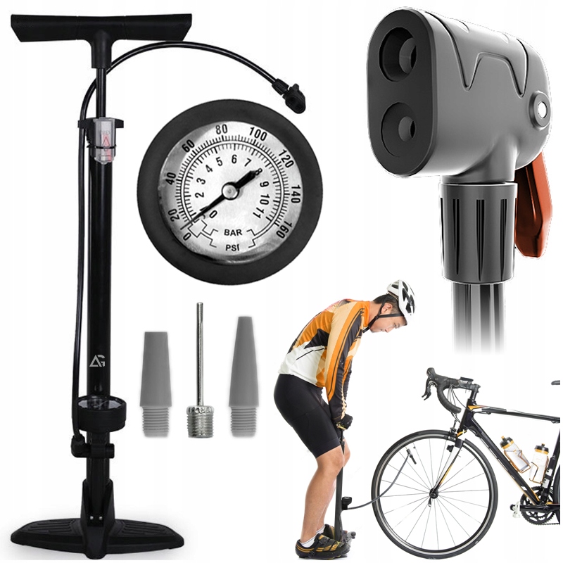 ВЕЛОСИПЕДНЫЙ НАСОС С МАНОМЕТРОМ РУЧНОЙ ДЛЯ НАПОЛЬНОГО ВЕЛОСИПЕДА