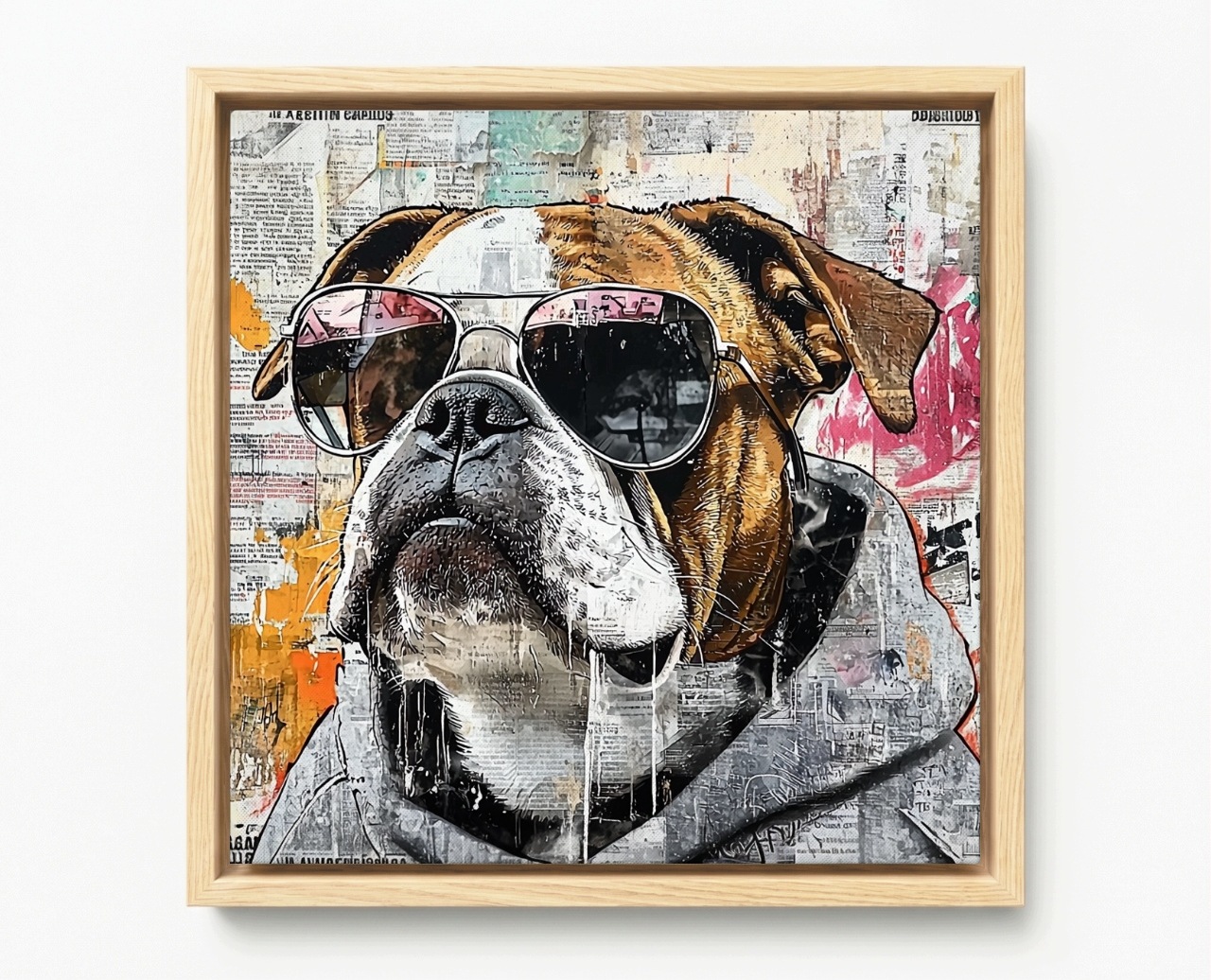 Obraz Rám American Box Graffiti Street Art Grunge Urban Pes Buldok 80x80
