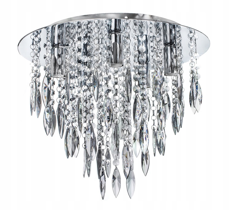

Srebrny kryształowy żyrandol Lampa wisząca glamour