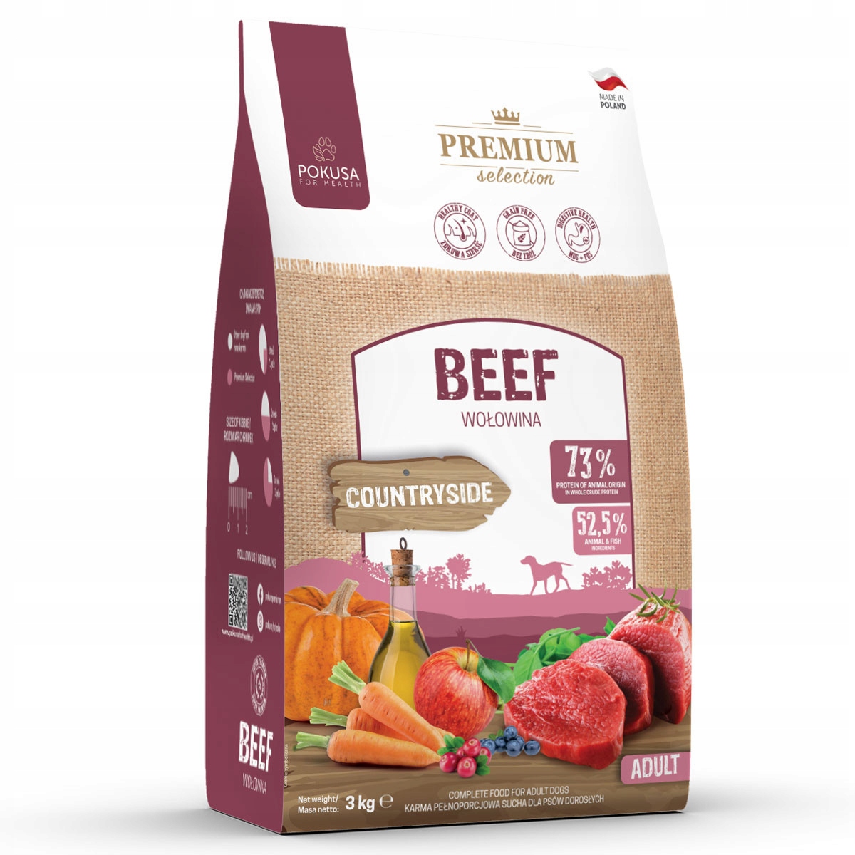 Levně Pokusa Beef Hovězí Adult 3kg Pro Dospělé Psy Hypoalergenní Krmivo