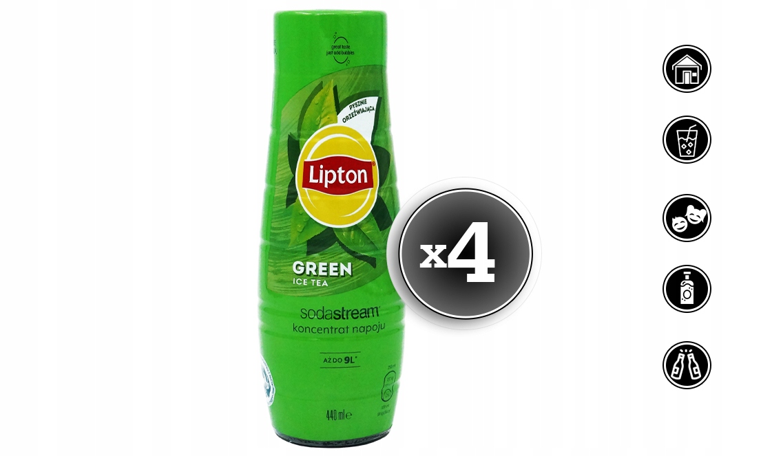 4x SYROP SODASTREAM LIPTON GREEN ICE TEA DO SATURATORA 9L NAPOJU z 440ml Stan opakowania oryginalne