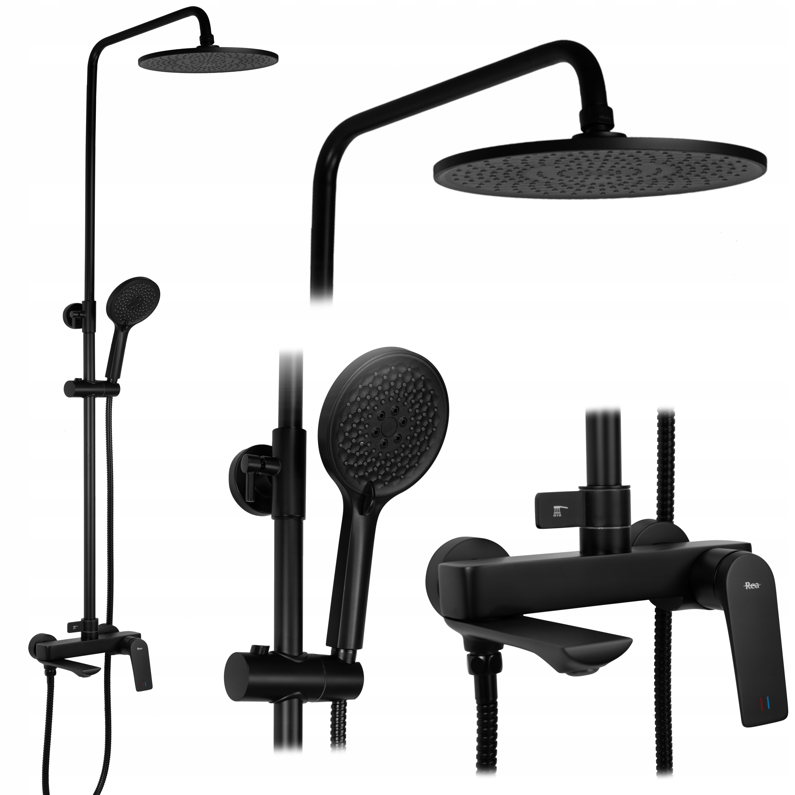 Čierny Sprchovací Sprchový Set S Miešačom A Výtokom Rea Avalon