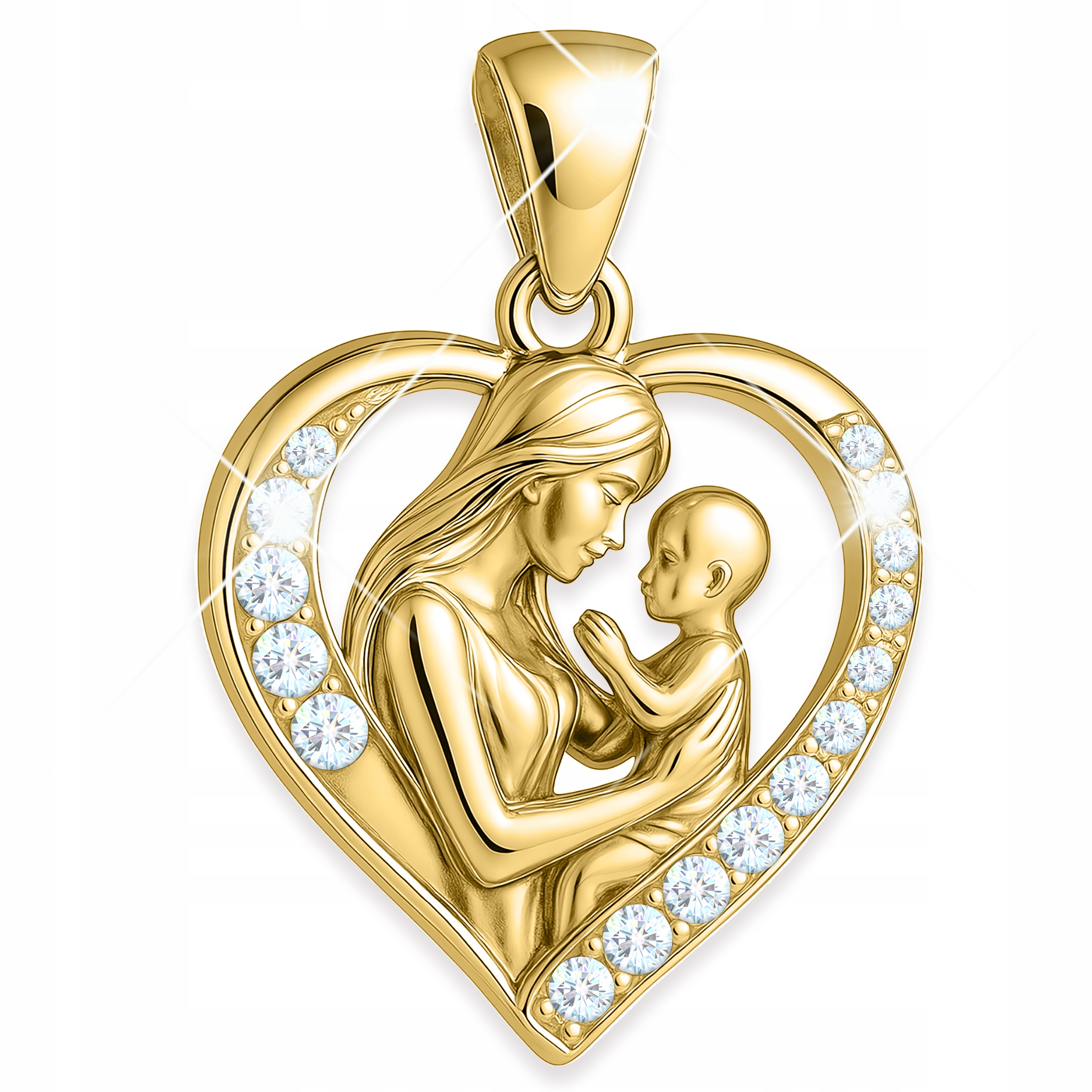 Zlatý Přívěsek 925 Srdce Srdíčko Rodina Matka s Dítětem Máma Dcera