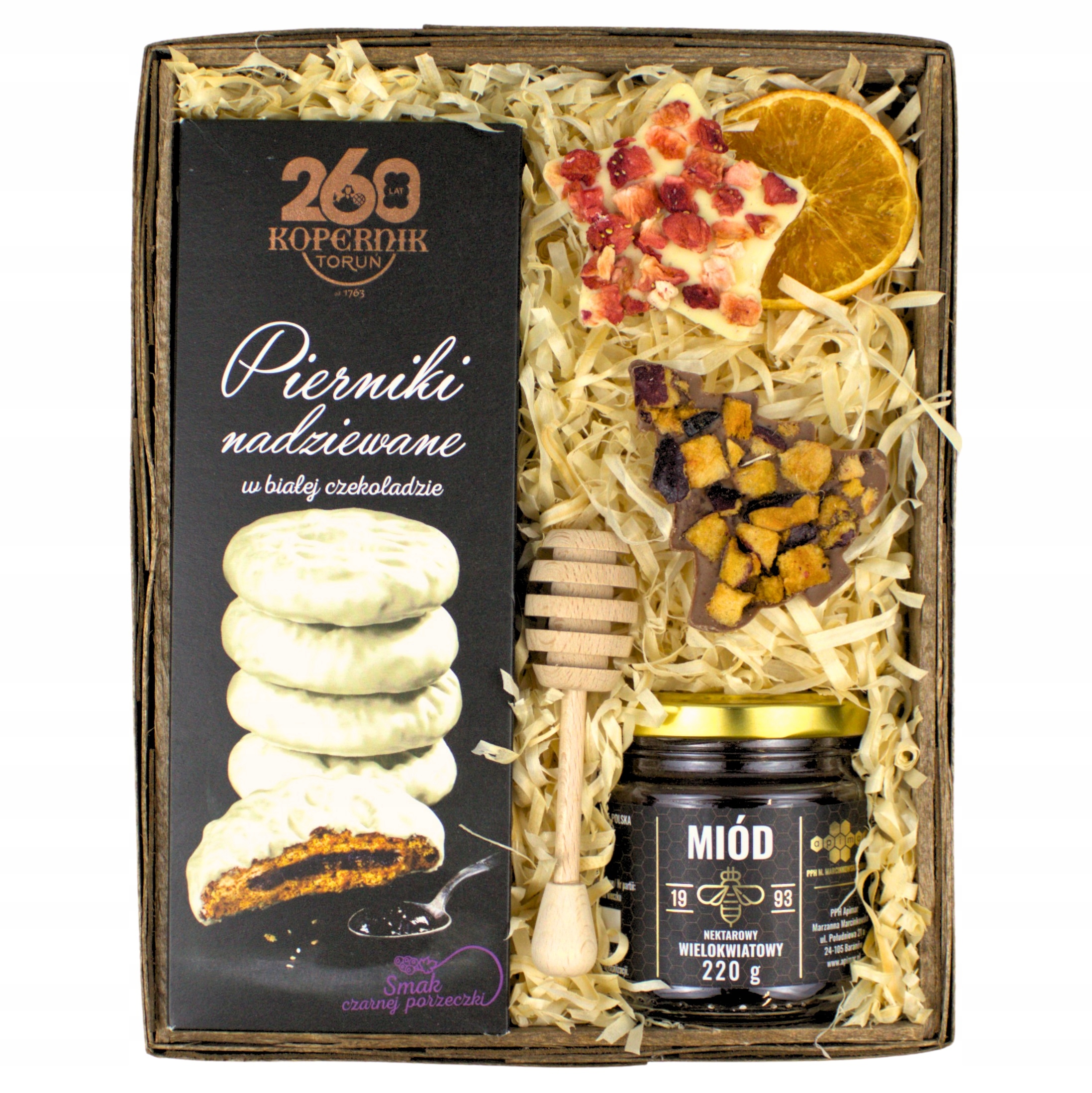 Levně Vánoční dárkový koš s toruňskými perníčky, medem a čokoládou