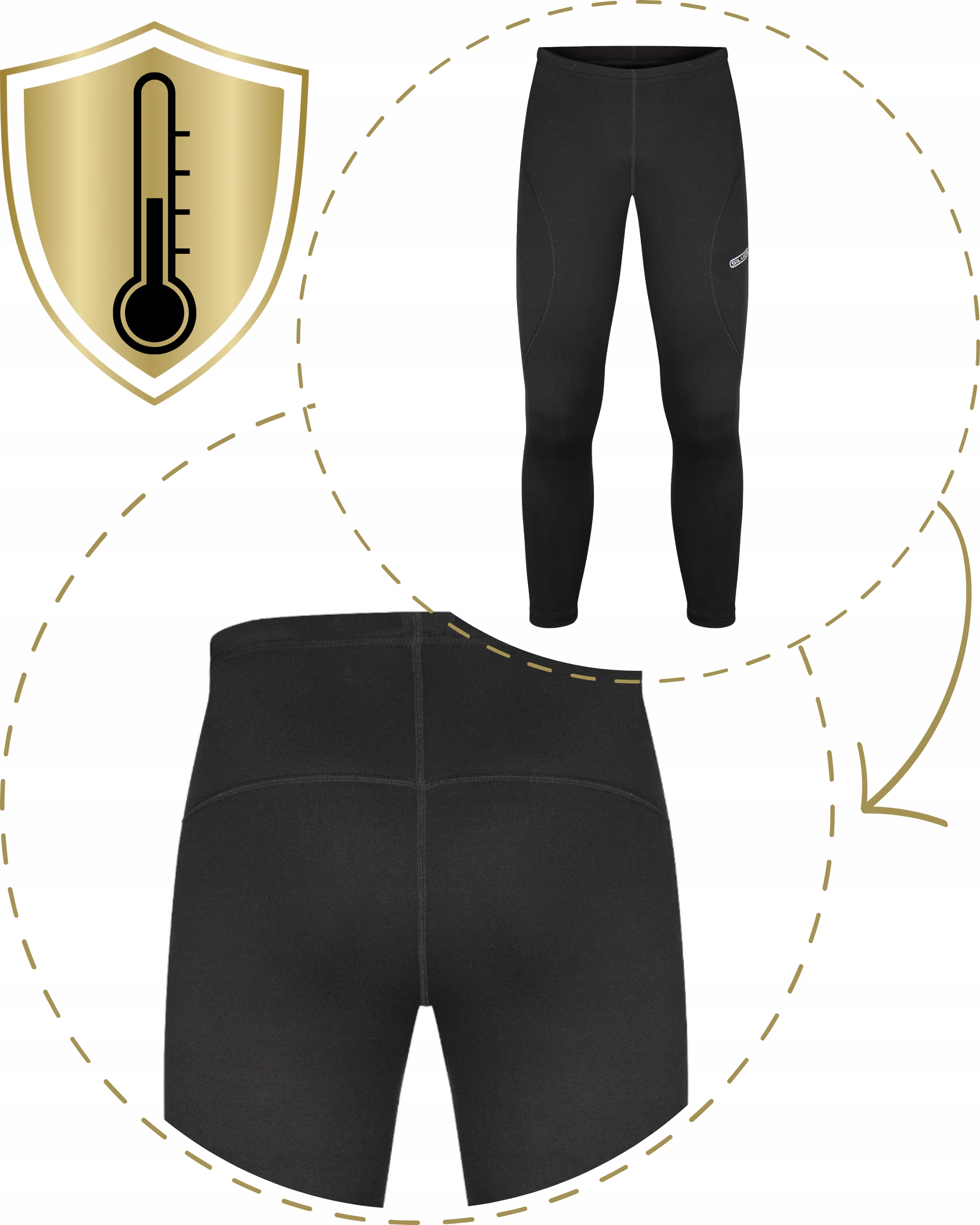 LEGGINSY TERMICZNE OCIEPLANE DAMSKIE MĘSKIE ANTYBAKTERYJNE TERMOAKTYWNE XL Kolor czarny