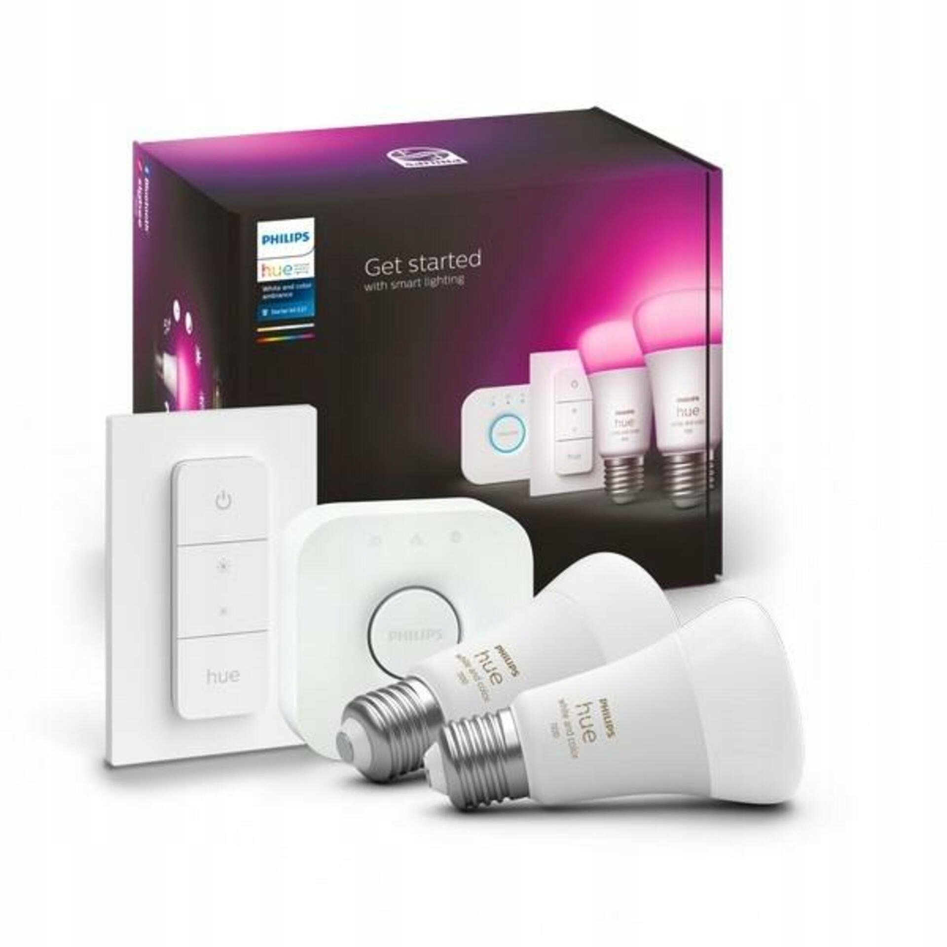 Philips Hue štartovacia sada Bridge 2x Led E27 9W Rgb ovládač, 1100 lm
