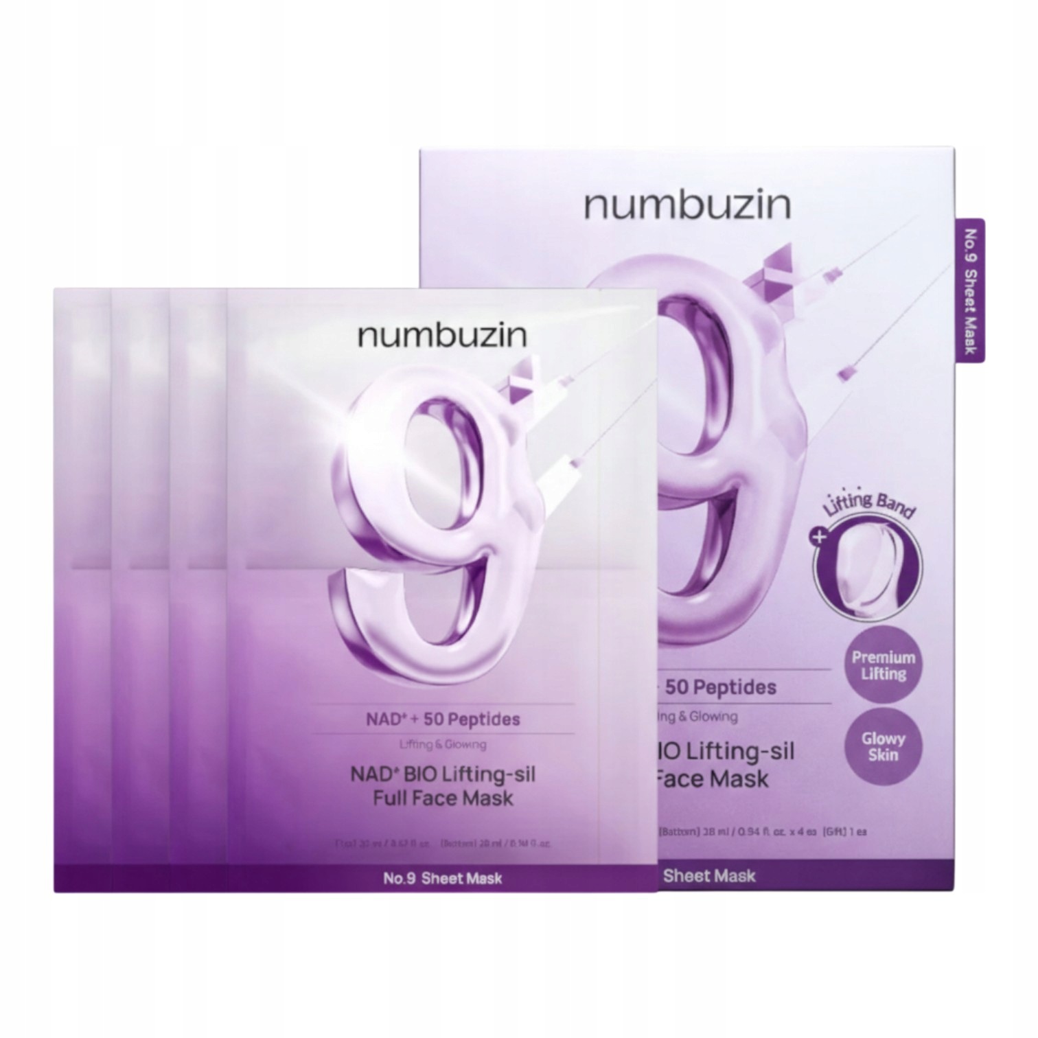 Numbuzin No. 9 Nad Bio Lifting-sil Full Face Pack Sheet, Maska do t...