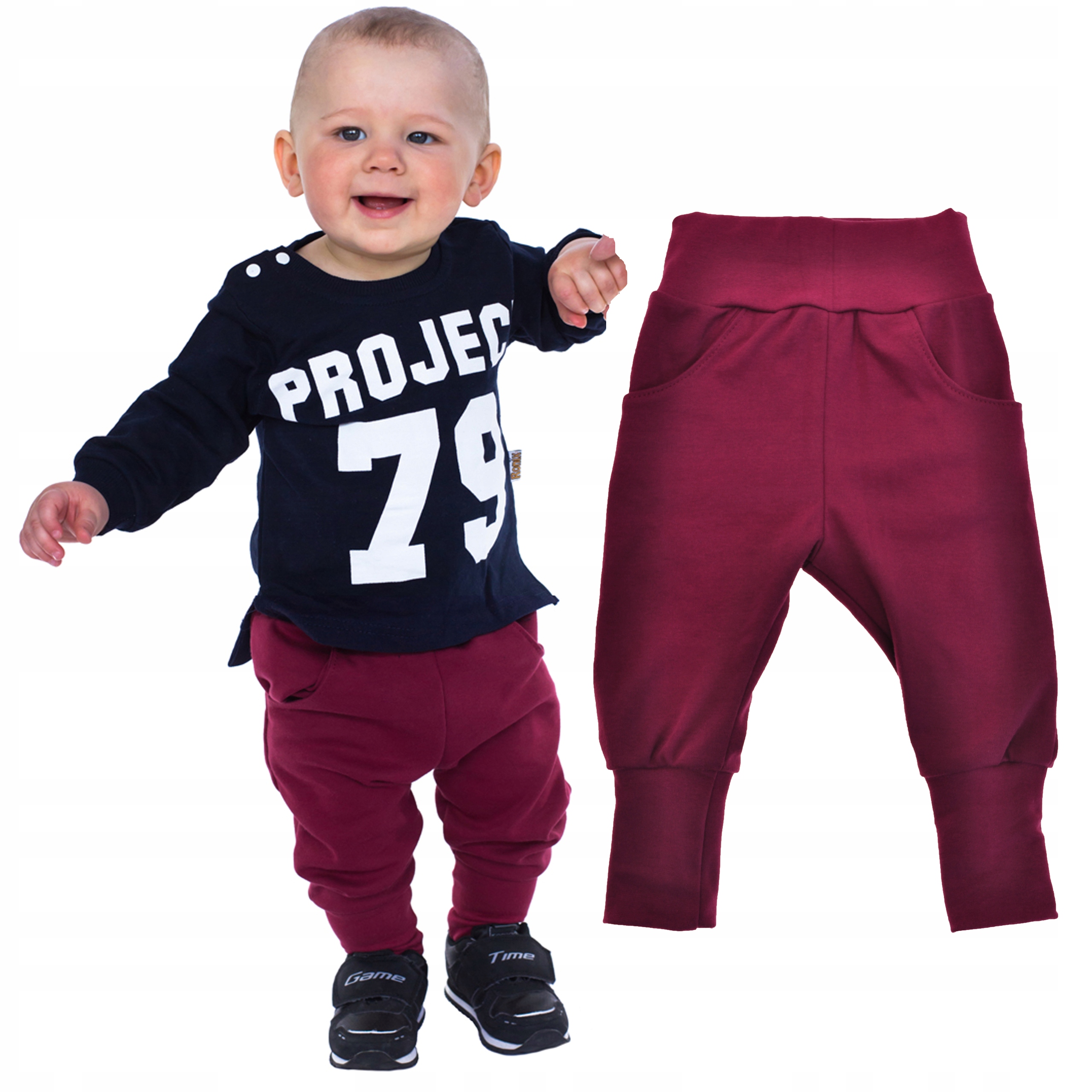 

Bordowe spodnie chłopięce wiosna jesień r. 92